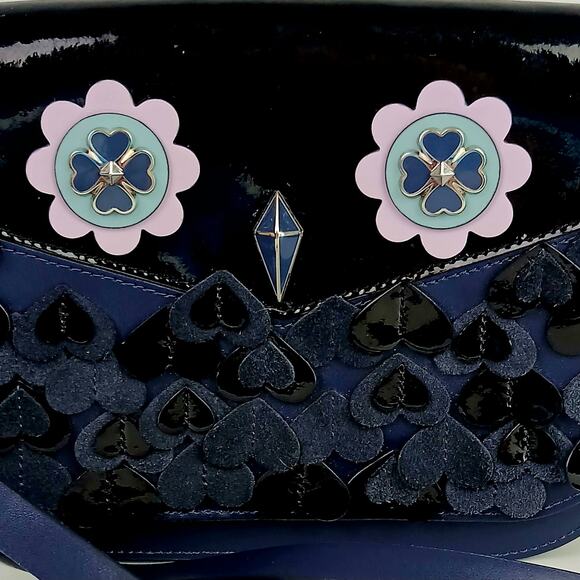 Kate Spade Zibbi Medium Flap Owl Navy Shoulder Bag - Picture 3 of 9